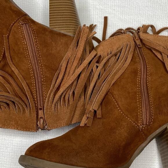 Mossimo Supply Brown Tassel Fringe Ankle Boots Size 6 - Picture 10 of 11